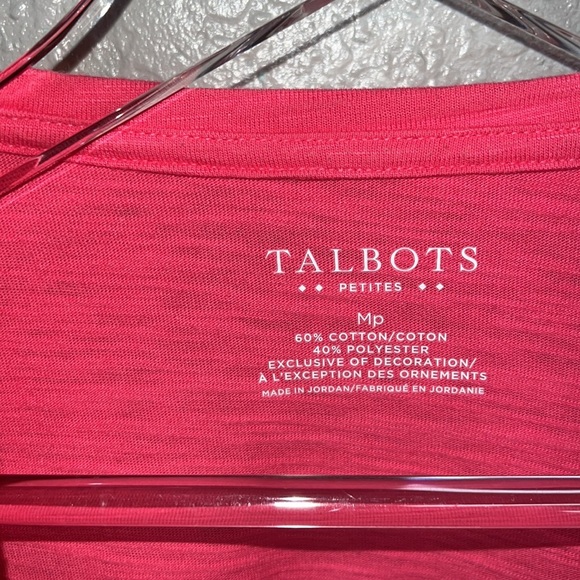 Talbots Pink Embroidered Sleeve Cotton Top - Picture 4 of 5